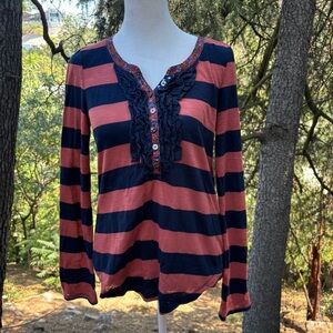 ANTHROPOLOGIE Postmark Striped Long Sleeved Tee